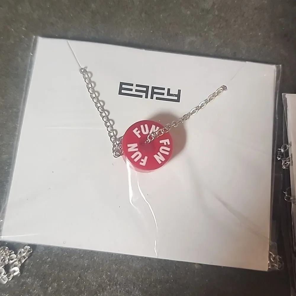 Effy Necklace With Red FUN Barrel Carnival Cruise Souvenir x2